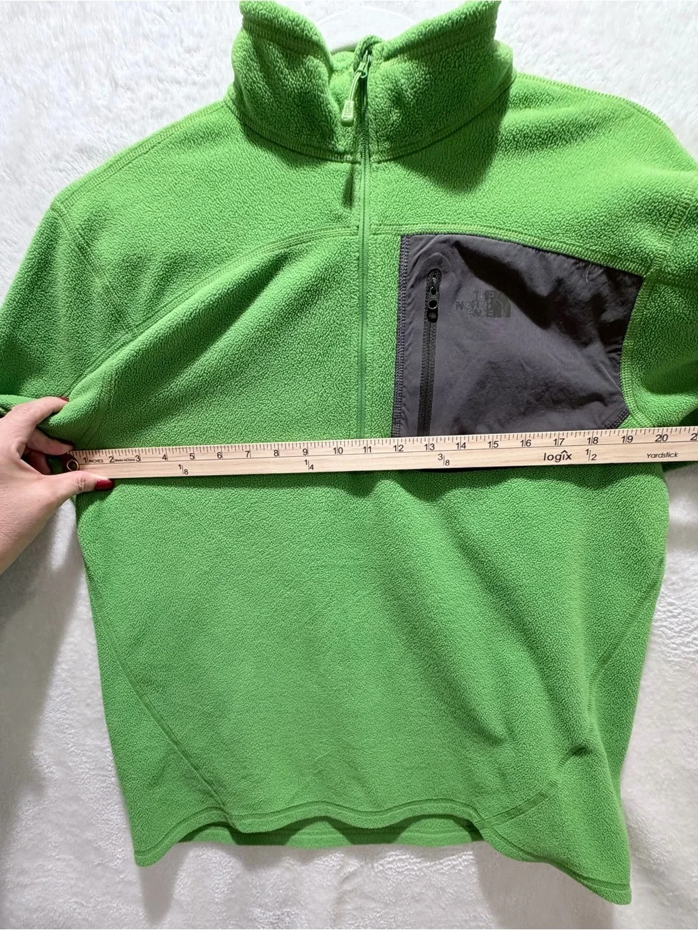 The North Face 1/4 Zip Fleece Pullover Chest Pocket Green Mens Size M
